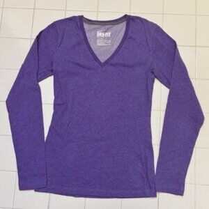Nike Dri-Fit Purple Long Sleeve V Neck Top XS